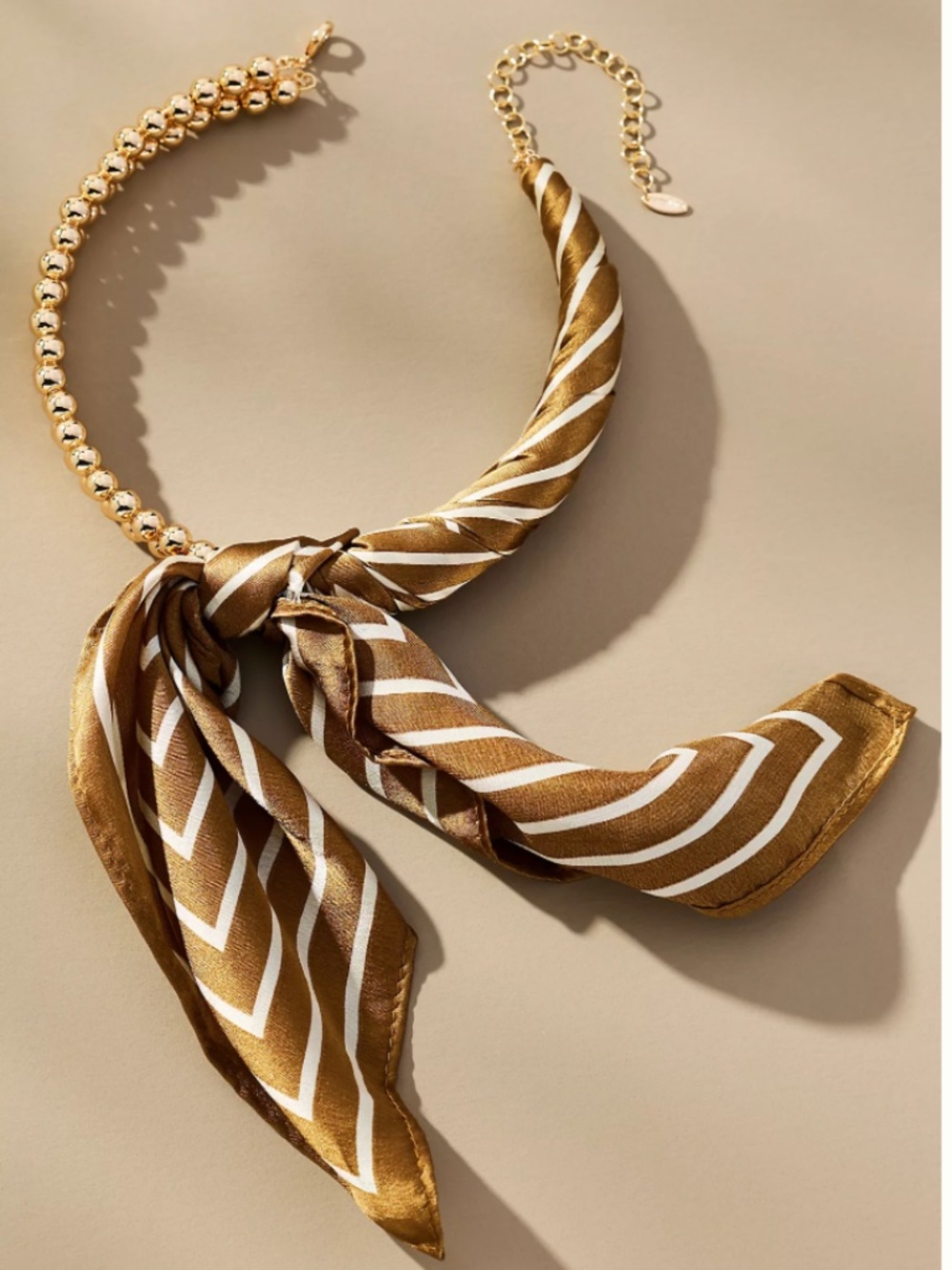 Anthropologie Beaded Silk Scarf Collar Necklace
